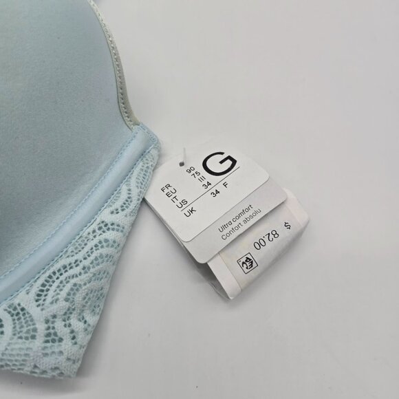 Chantelle C. Jolie Comfort Convertible Bra 34F 34G Lace Underwire Light Blue - Picture 3 of 7